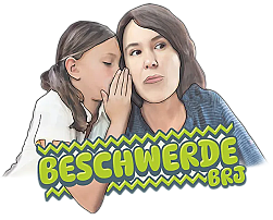 Mädchen flüstert Frau etwas ins Ohr davor das Wort Beschwerde