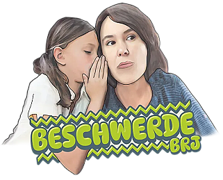 Mädchen flüstert Frau etwas ins Ohr davor das Wort Beschwerde
