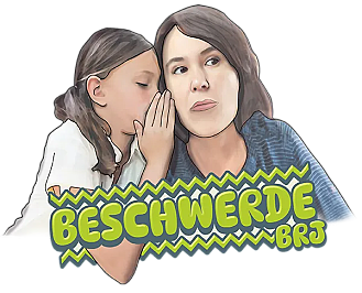 Mädchen flüstert Frau etwas ins Ohr davor das Wort Beschwerde